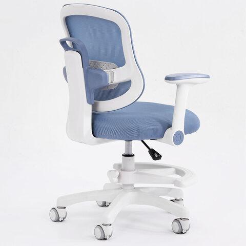 Кресло детское с подставкой для ног BRABIX KIDS "MG-215", сетка/ткань TW, голубое, 533312