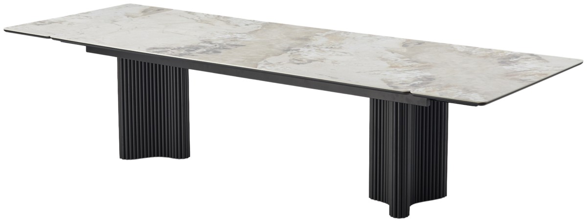 Стол АДАЖИО 240 (320) см PANDORA, керамика / Черный каркас