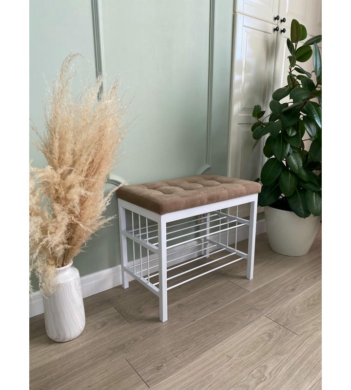 Банкетка Сканди-60-2-х полочная (светло-коричневый/белый)