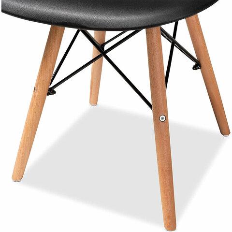 Стулья BRABIX "Eames CF-010", КОМПЛЕКТ 4 шт., пластик черный, опоры дерево/металл, 532631
