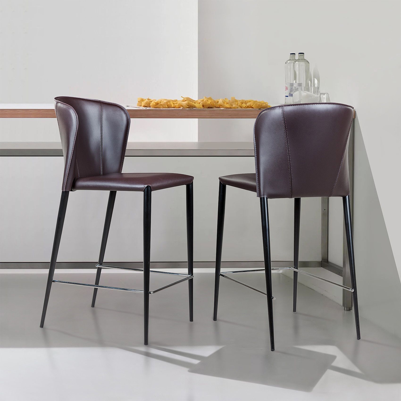 Стул полубарный Albert, кожа коричневый