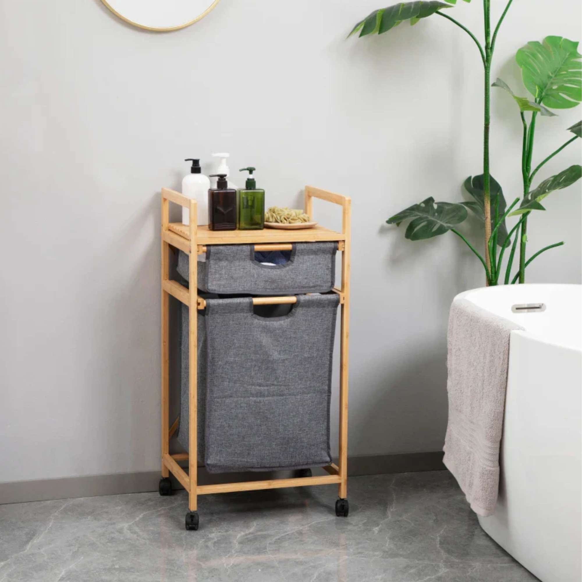 Стойка для белья LAVENDER  бамбук+серый