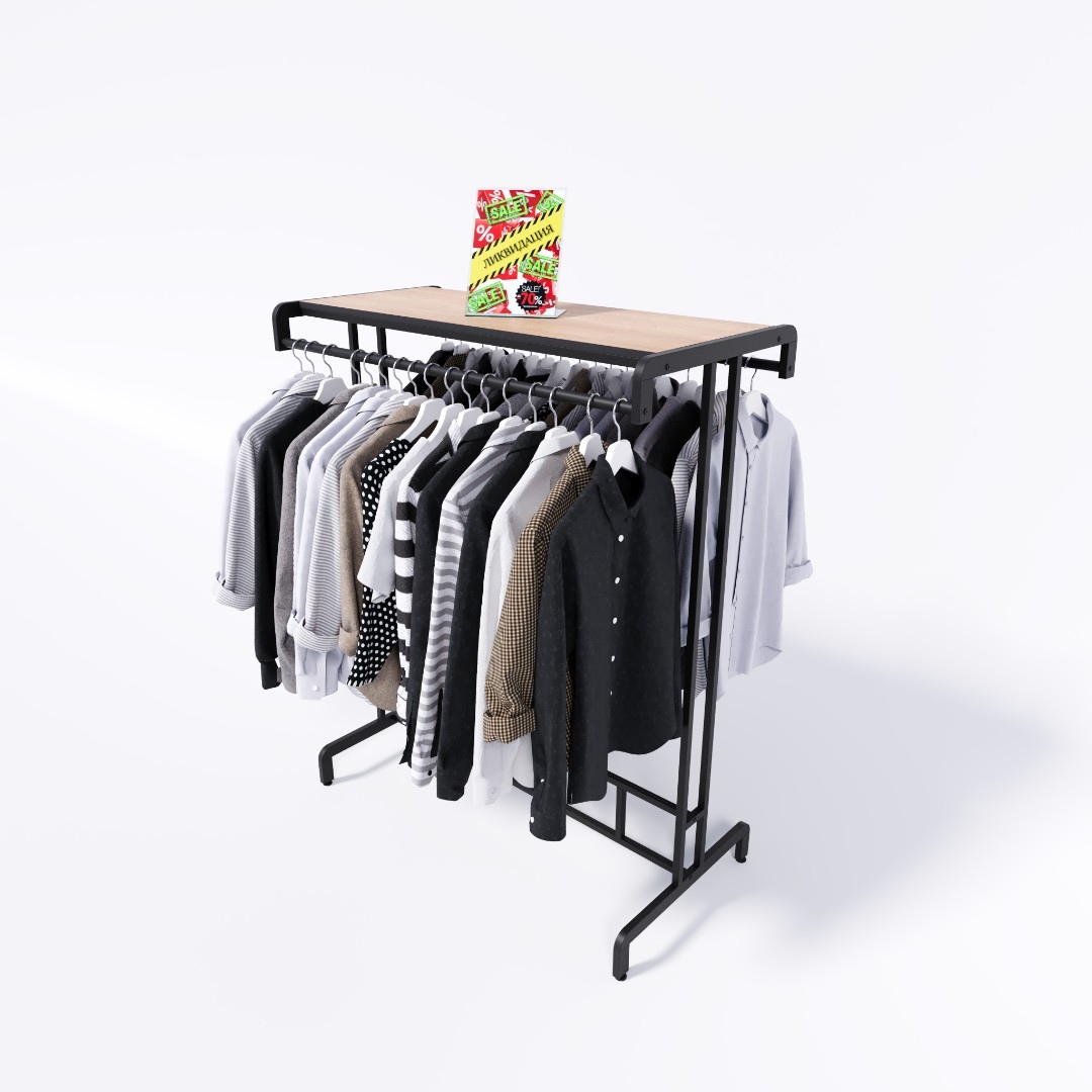 Вешало для одежды FORTE-PRO двухстороннее1400х600, черного цвета