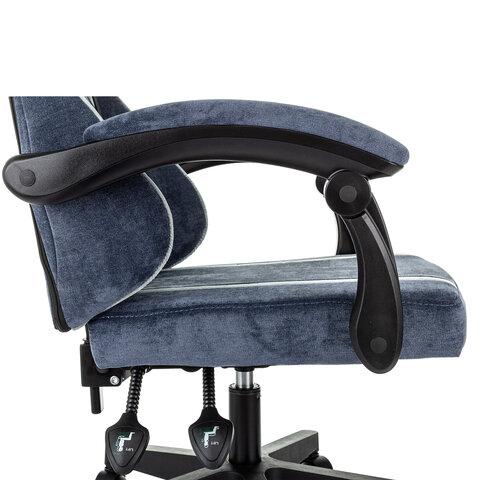 Кресло компьютерное BRABIX ''Shooter GM-123'', 2 подушки, ткань, синее/серое, 533212