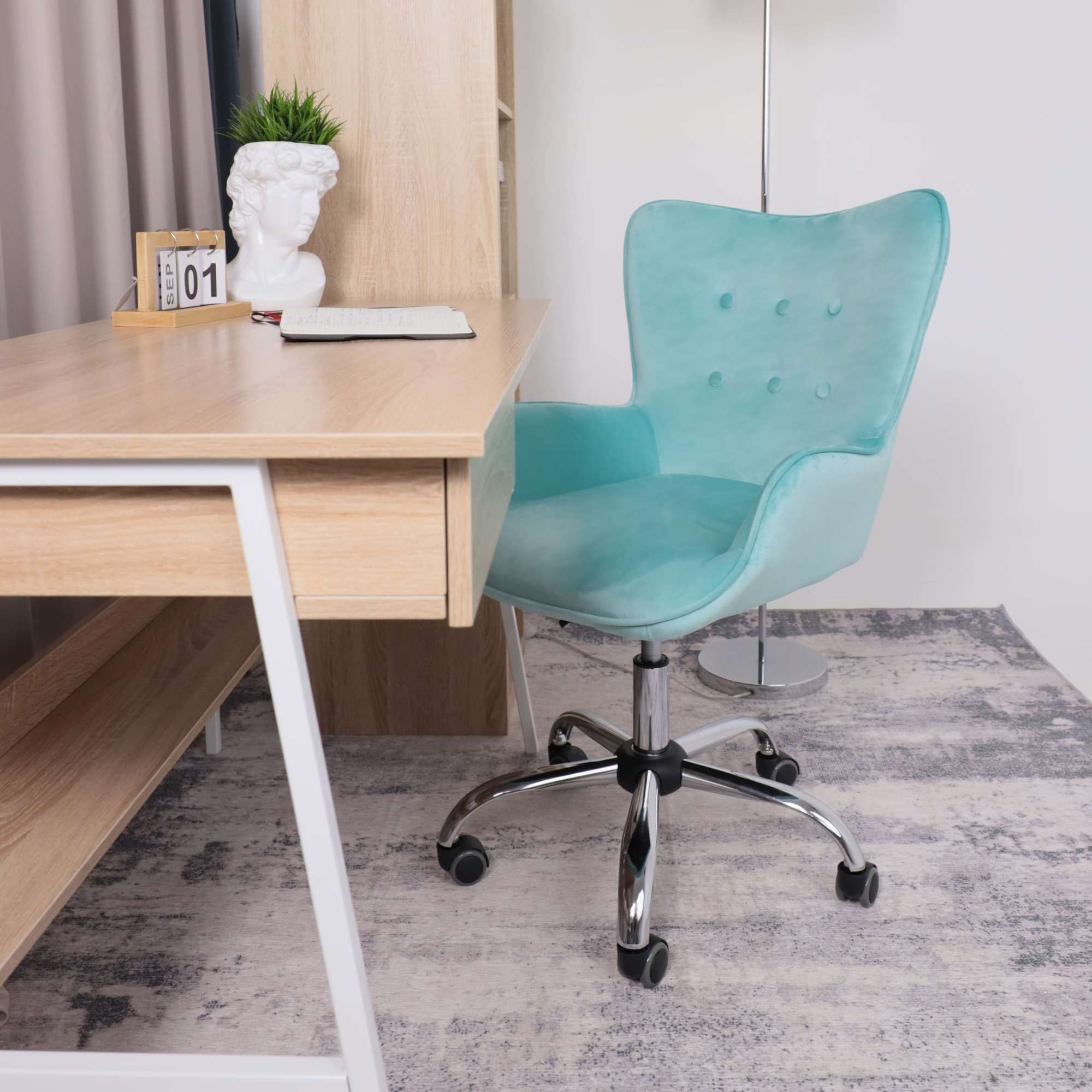 Кресло поворотное Bella, мятный, велюр