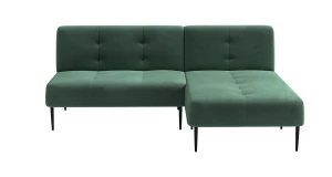 Monaco диван-кровать с шезлонгом, без подлокотников, бархат зеленый 19