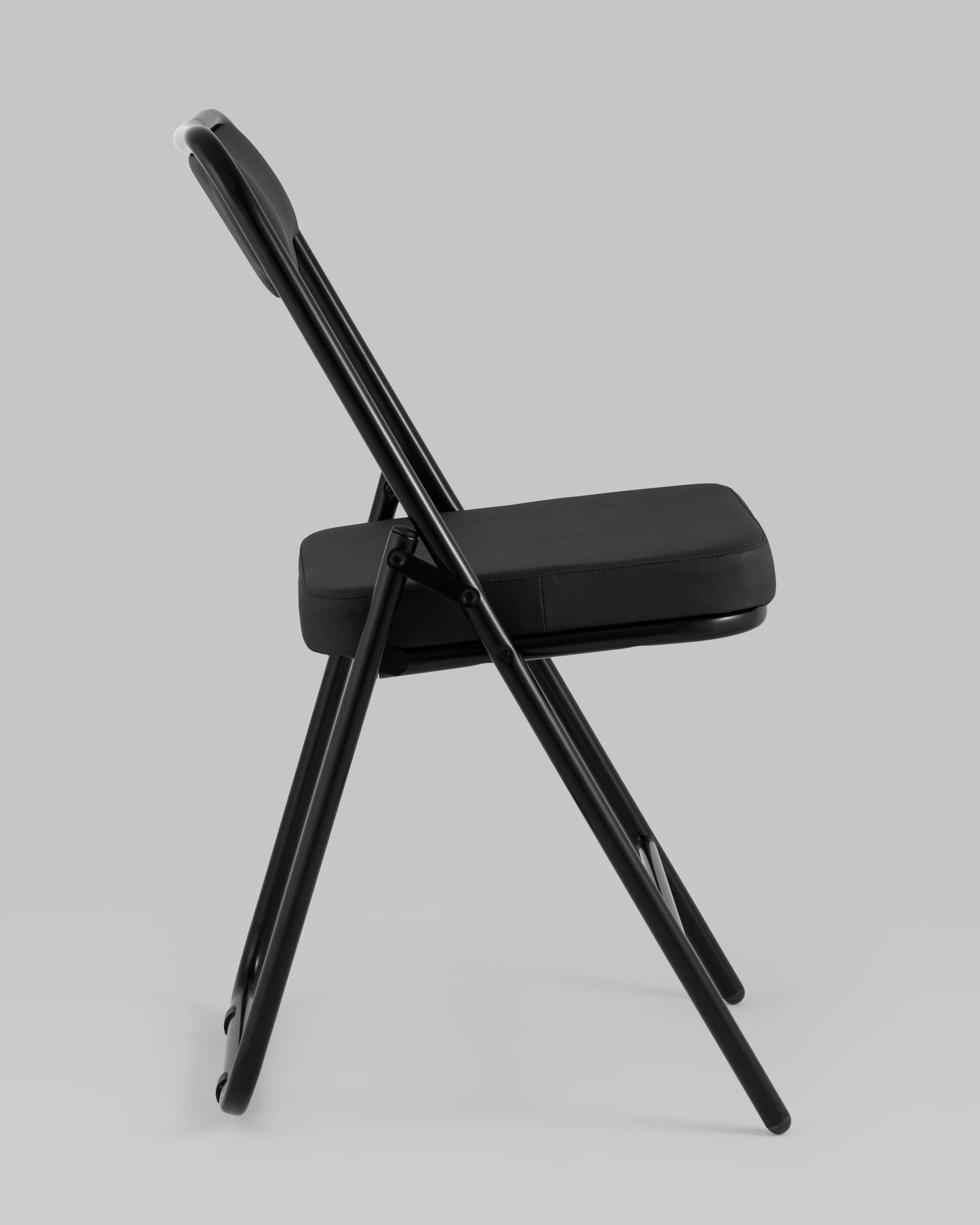 Складной стул Джонни экокожа черный каркас черный матовый