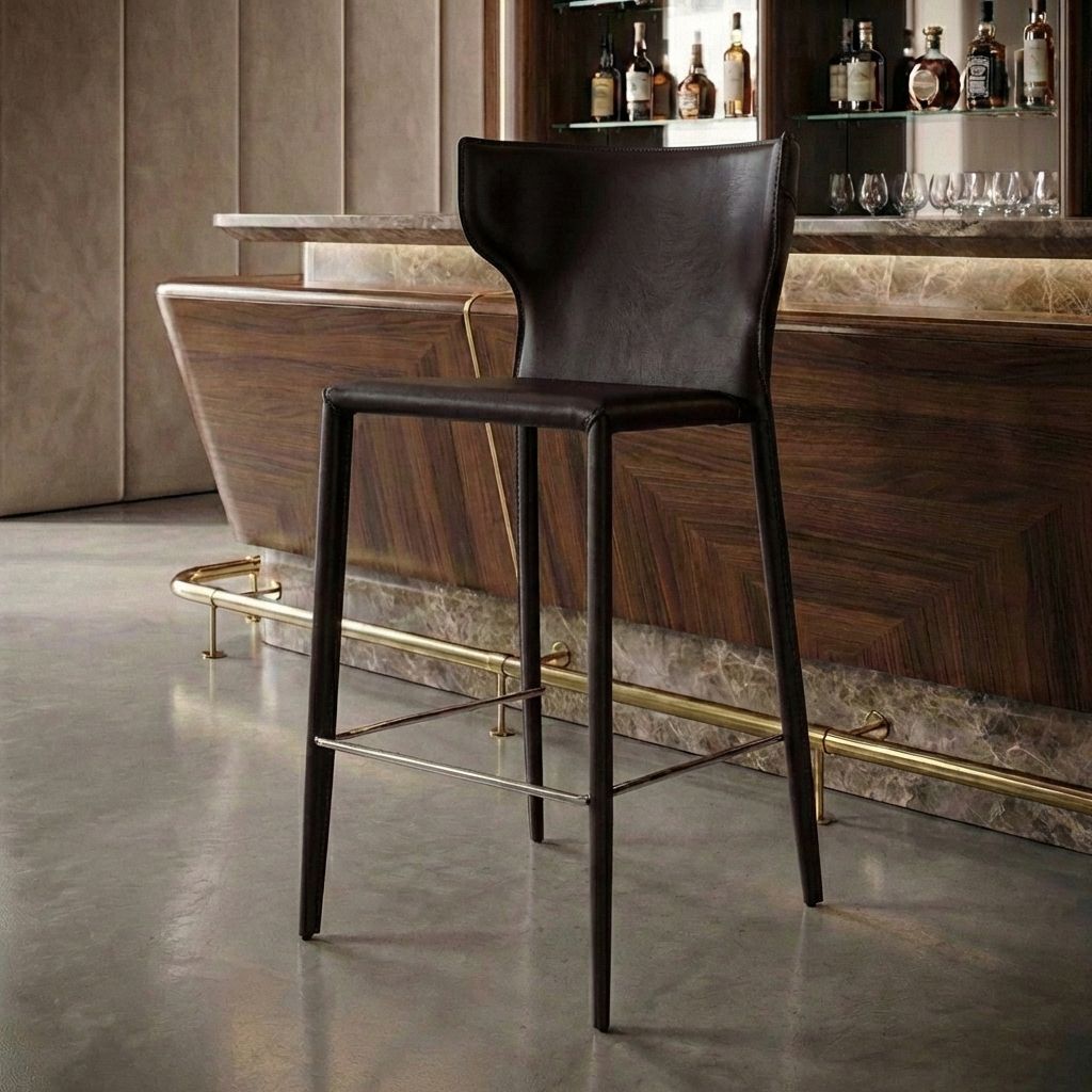 Стул полубарный Аустин, кожа коричневый