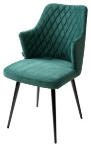 Стул ГЕРМАН (HERMAN) ЗЕЛЕНЫЙ #19, велюр / черный каркас