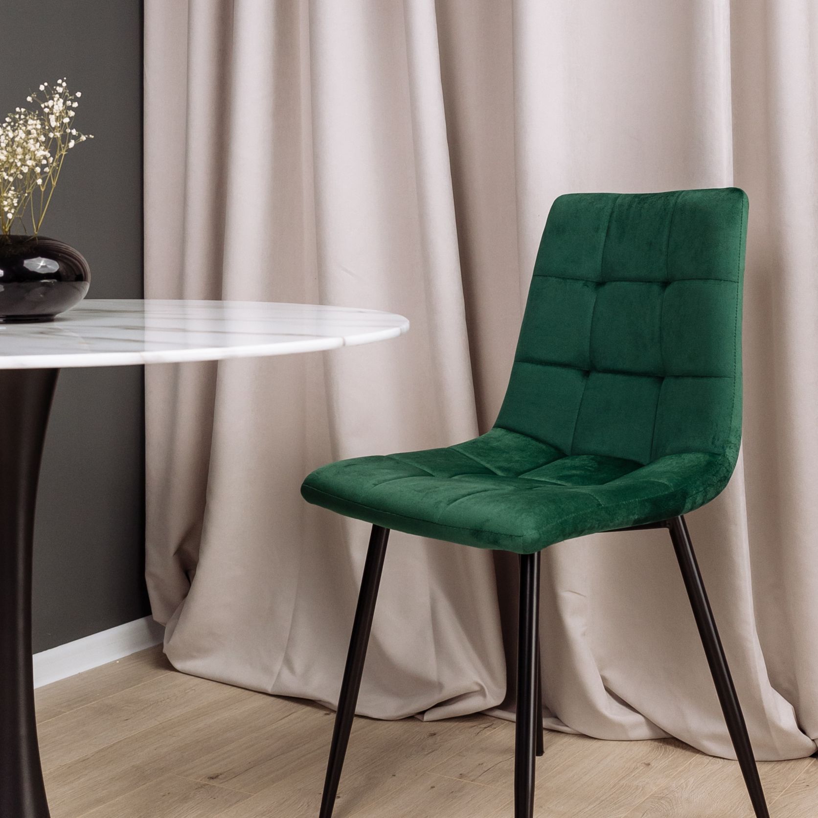 Стул Dallas, зеленый, велюр