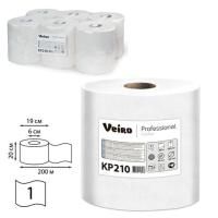 Полотенца бумажные с центральной вытяжкой 200 м, VEIRO (Система M2) COMFORT, 1-слойные, белые, КОМПЛЕКТ 6 рулонов, KP210, КР210
