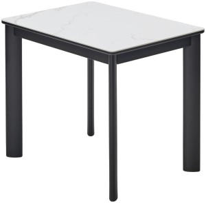 Стол ТЕТ-А-ТЕТ 90 цвет Белый мрамор, керамика / Черный каркас