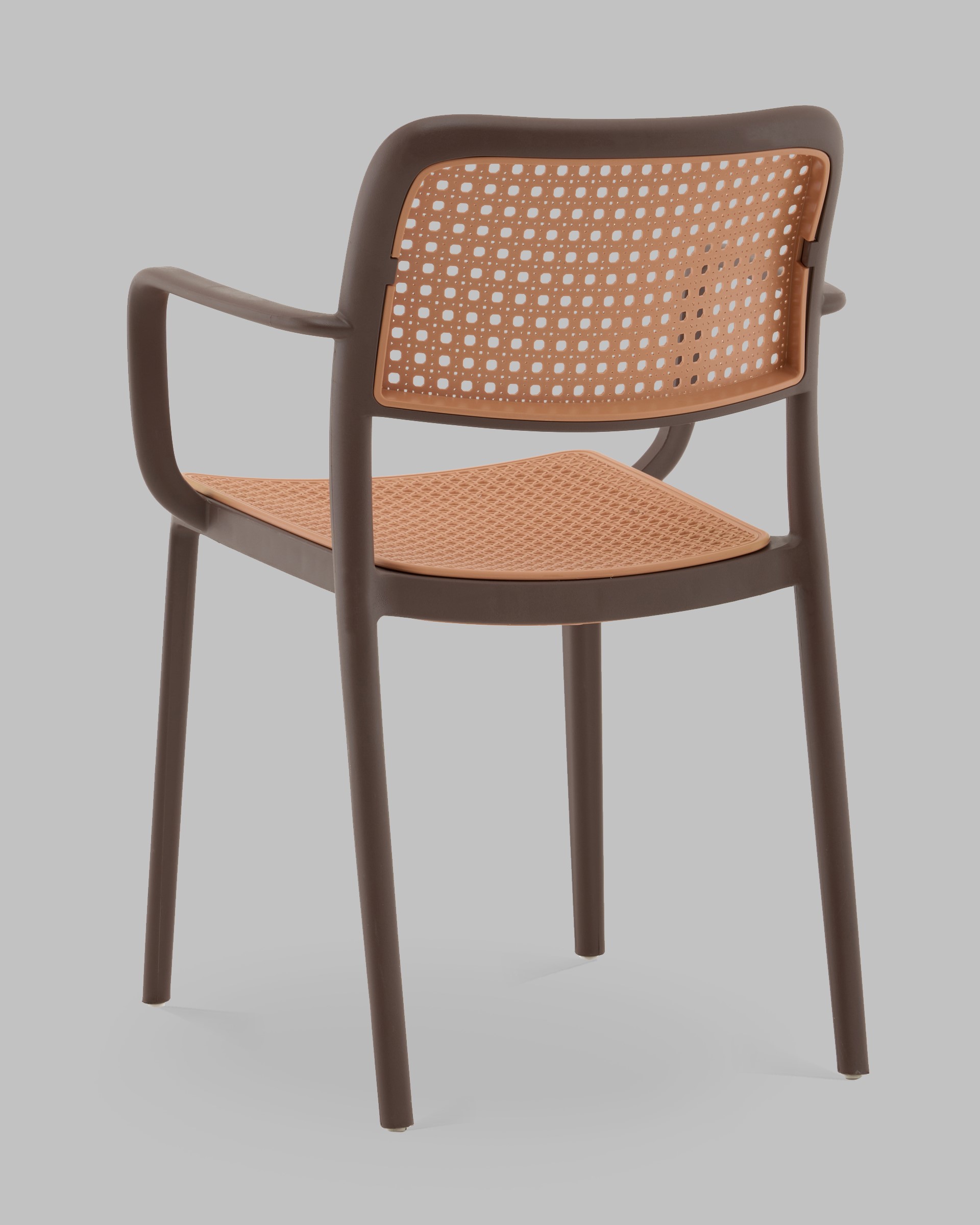 Стул Yona пластиковый с подлокотниками коричневый