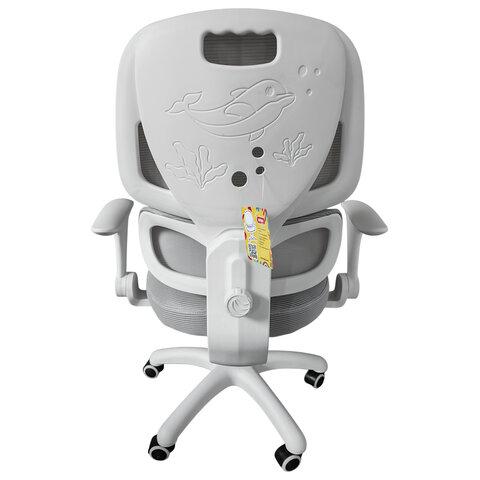 Кресло детское с поясничной поддержкой BRABIX KIDS "MG-225", сетка/ткань TW, серое, 533318
