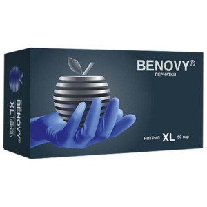 Перчатки нитриловые смотровые 50 пар (100шт) XL (оч.большой) сиреневые BENOVY MultiColor, ЧЗ, шк2674