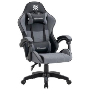 Кресло компьютерное DEFENDER "Strider", 2 подушки, ткань/экокожа, черное/серое, 64056