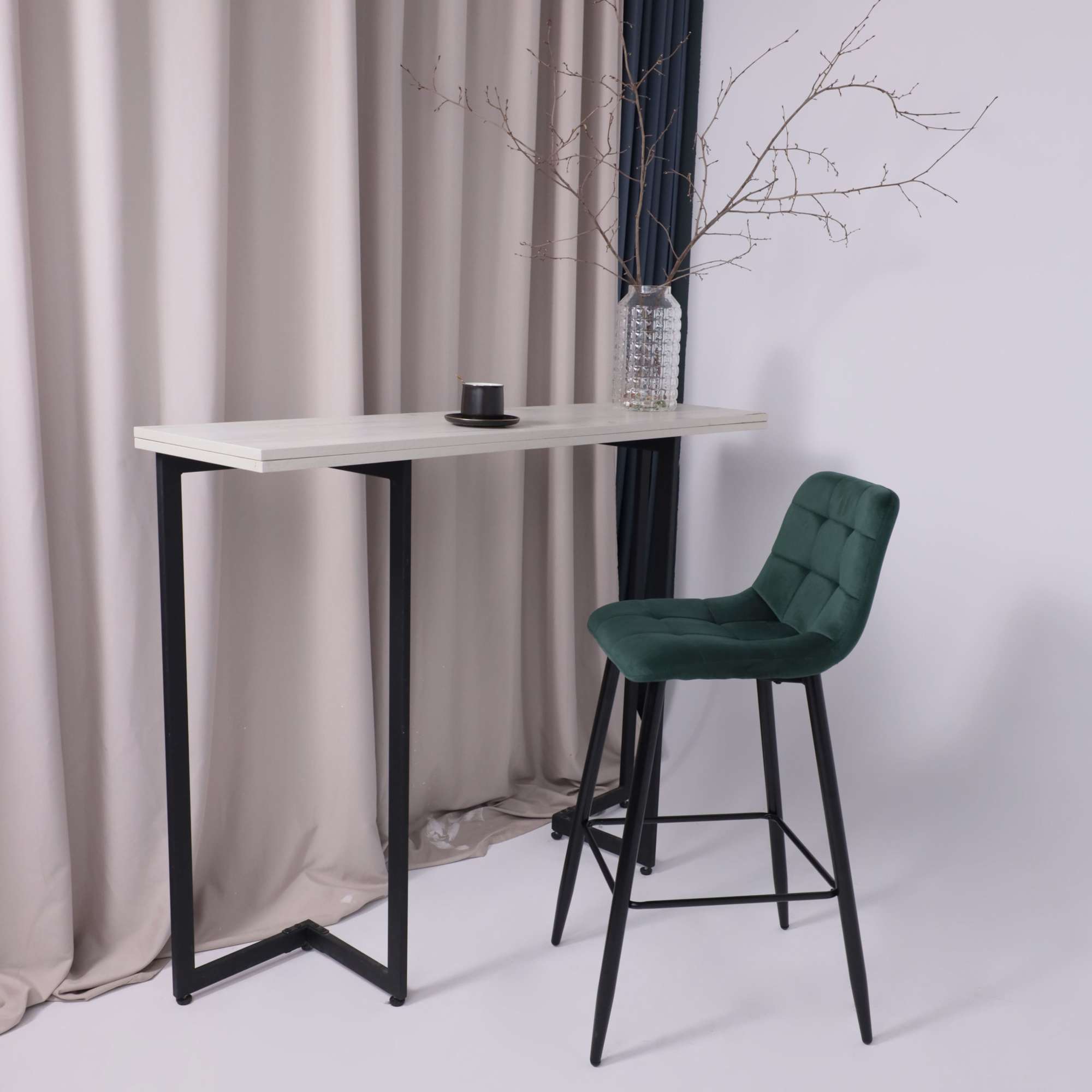 Стул барный Stella, зеленый, велюр