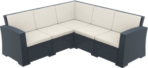 Диван пластиковый плетеный угловой с подушками Monaco Lounge Corner антрацит