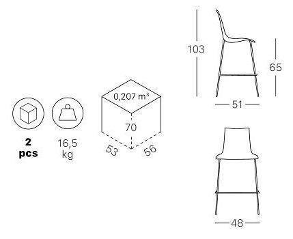 Стул полубарный пластиковый Wave лен