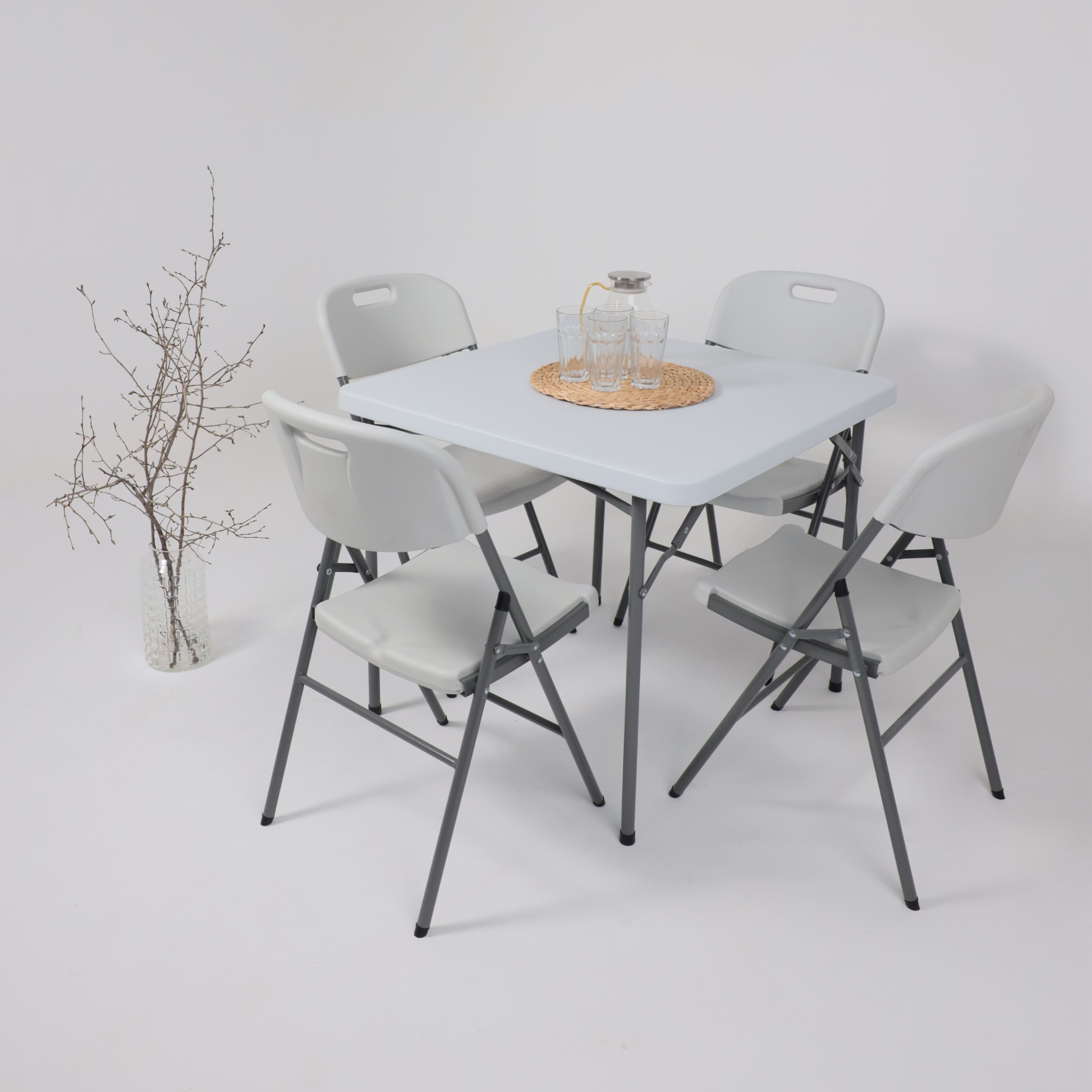 Стол садовый складной, белый, hdpe-пластик, квадратный