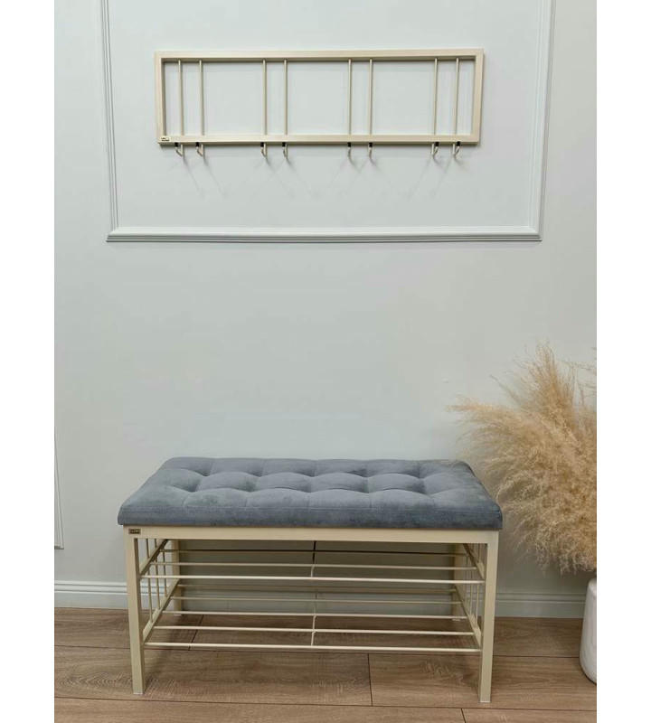 Вешалка настенная металлическая с крючками -93 (бежевый) цена 2 200 ₽ Вешалка настенная металлическая с крючками -93 (бежевый)