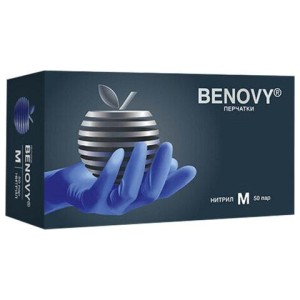 Перчатки нитриловые смотровые 50 пар (100шт) р-р M (средний) сиреневые BENOVY MultiColor, ЧЗ, шк2650