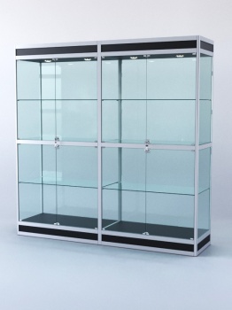 Витрина "ПРЯМОУГОЛЬНАЯ" №3-2м-500-2 (задняя стенка - стекло), Черный