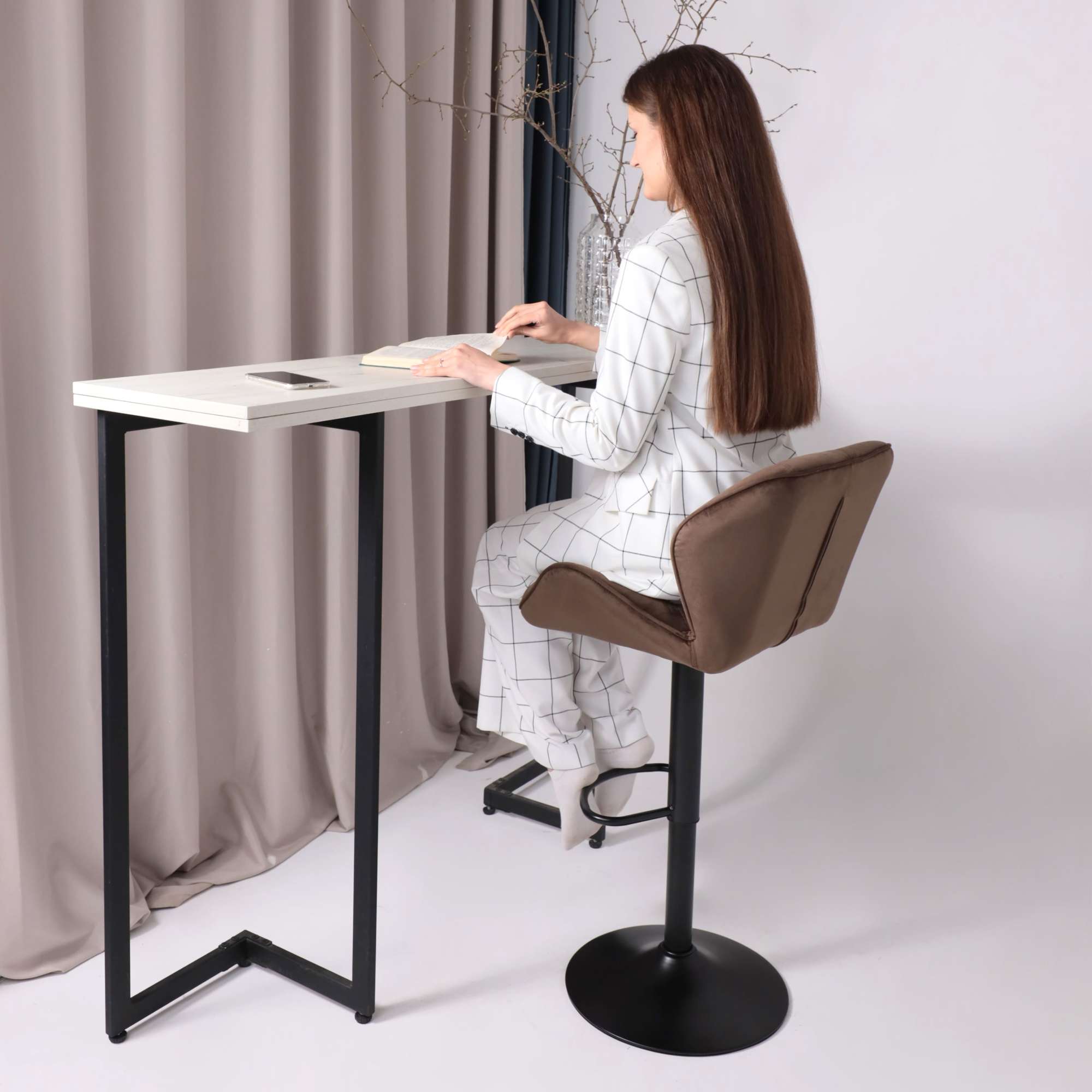 Стул барный Berlin, шоколадный, велюр