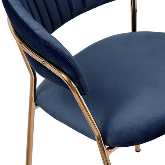 Стул Turin, синий, золотые ножки
