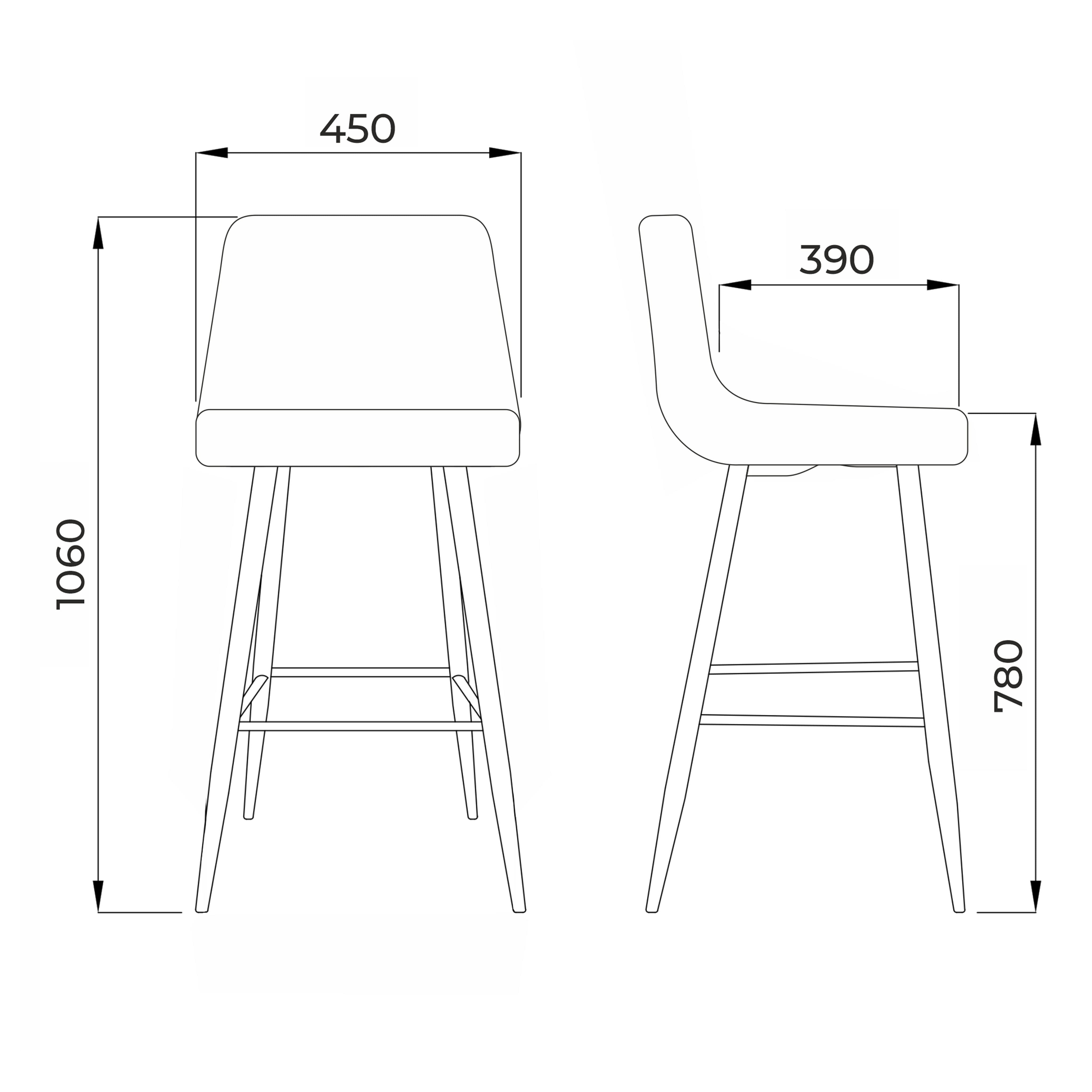 Стул барный Stella, зеленый, велюр