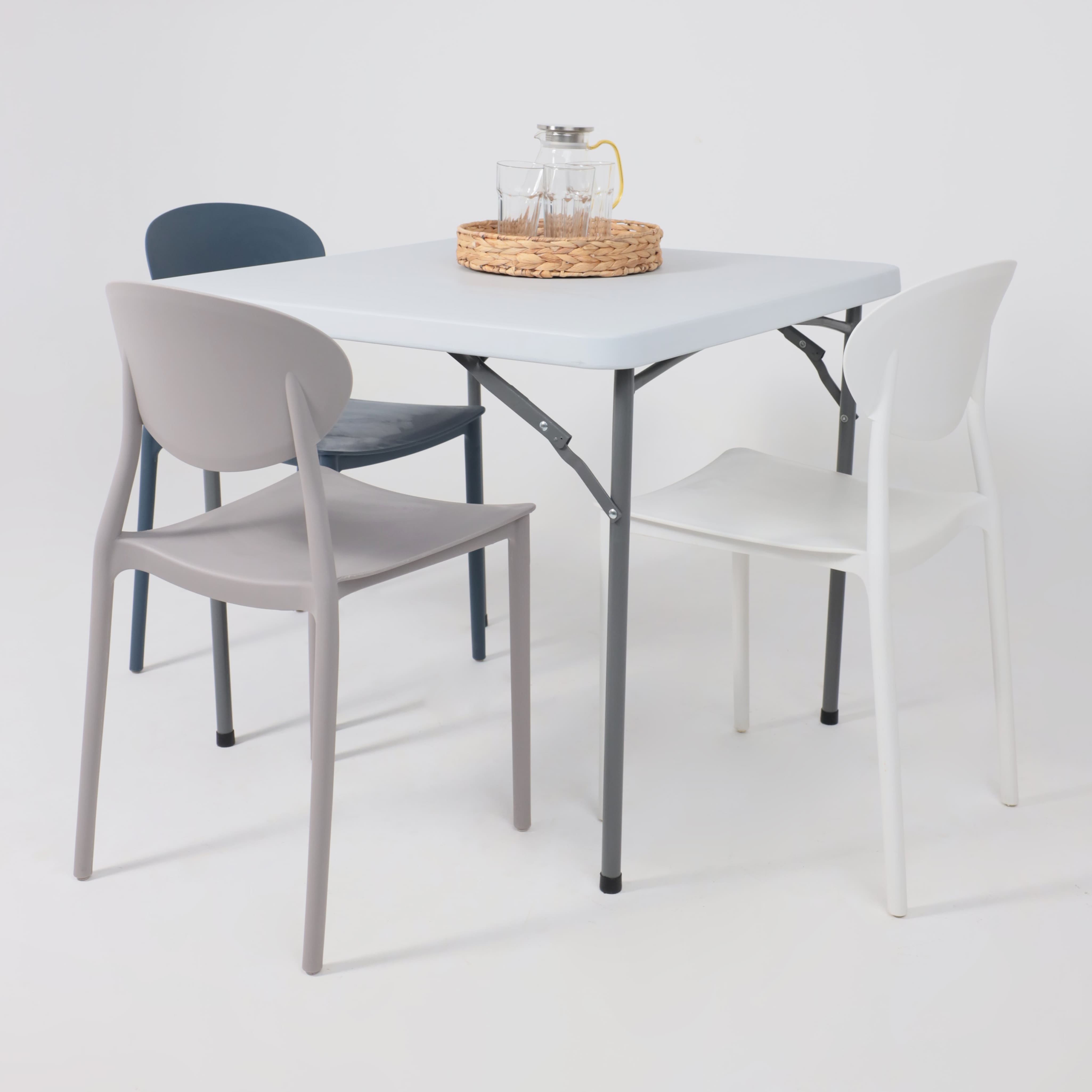 Стол садовый складной, белый, hdpe-пластик, квадратный