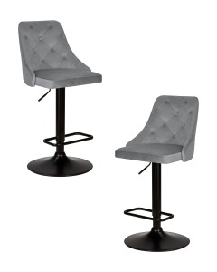 Набор 2 шт Стул барный DOBRIN JOSEPH BLACK, серый велюр (MJ9-75)
