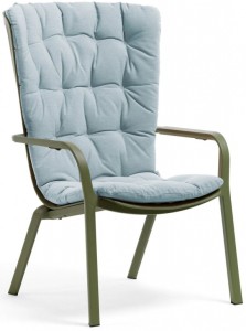 Лаунж-кресло пластиковое с подушкой Folio агава, голубой