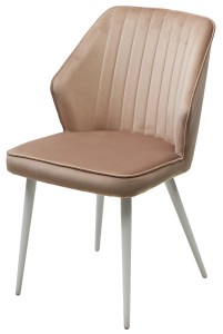 Стул СИЭТЛ -В (SEATTLE-V) БЕЖЕВЫЙ #5, велюр / белый каркас