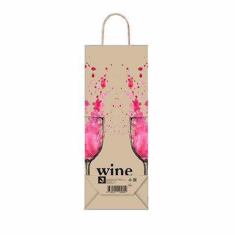 Крафт пакет бумажный Wine not? 15х8х39см с кручеными ручками, плотность 80 гр/м2, 115, 115809