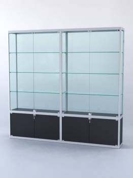 Витрина "ПРЯМОУГОЛЬНАЯ" №2-2м-300-2 (задняя стенка - стекло), Черный