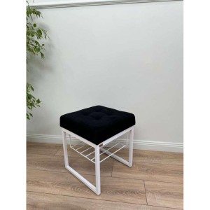 Банкетка Марсей 40-44 с полкой (черный/белый)