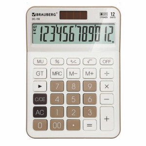 Калькулятор настольный BRAUBERG DC-118-BG (175х126 мм), 12 разрядов, двойное питание, бежевый, 272963