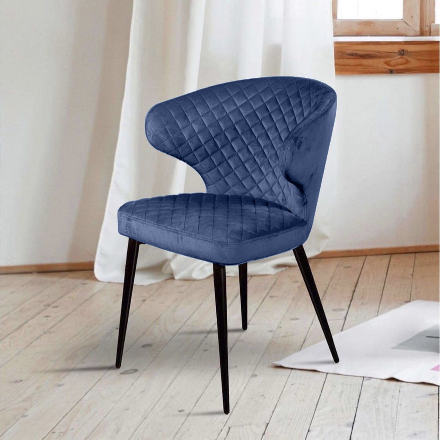 Стул Ричард ромб, бархат синий 29