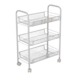 Этажерка (тележка) BOOMHOUSE (БУМХАУС) RC-003 3 яруса, на колесах, В62,5хШ42,5хГ25,5 см, металл, белая, 701456