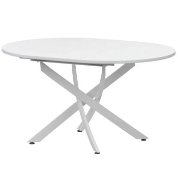 Стол раздвижной Геометрия Обеденные столы в пластике Геометрия 900+300 (Н-3784) Супер Белый/Белый муар