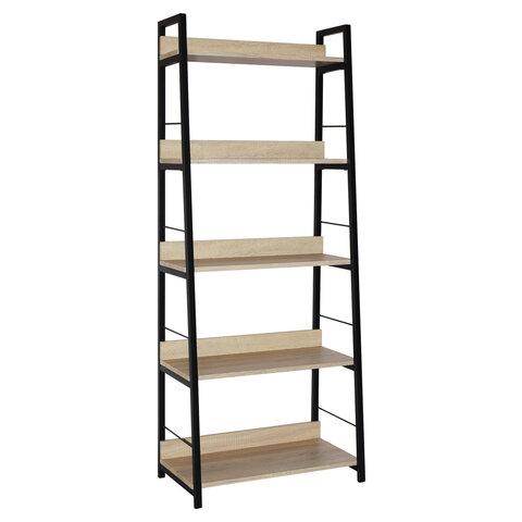 Стеллаж на металлокаркасе BRABIX "LOFT SH-003", 600х350х1500 мм, 5 полок, цвет дуб натуральный, 641236
