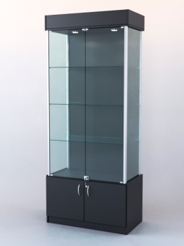 Витрина "ЛЮКС" №4 с подсветкой (задняя стенка - ДВП), Черный