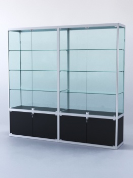 Витрина "ПРЯМОУГОЛЬНАЯ" №2-2м-400-2 (задняя стенка - стекло), Черный