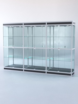 Витрина "ПРЯМОУГОЛЬНАЯ" №3-3м-400-3 (задняя стенка - зеркало), Черный