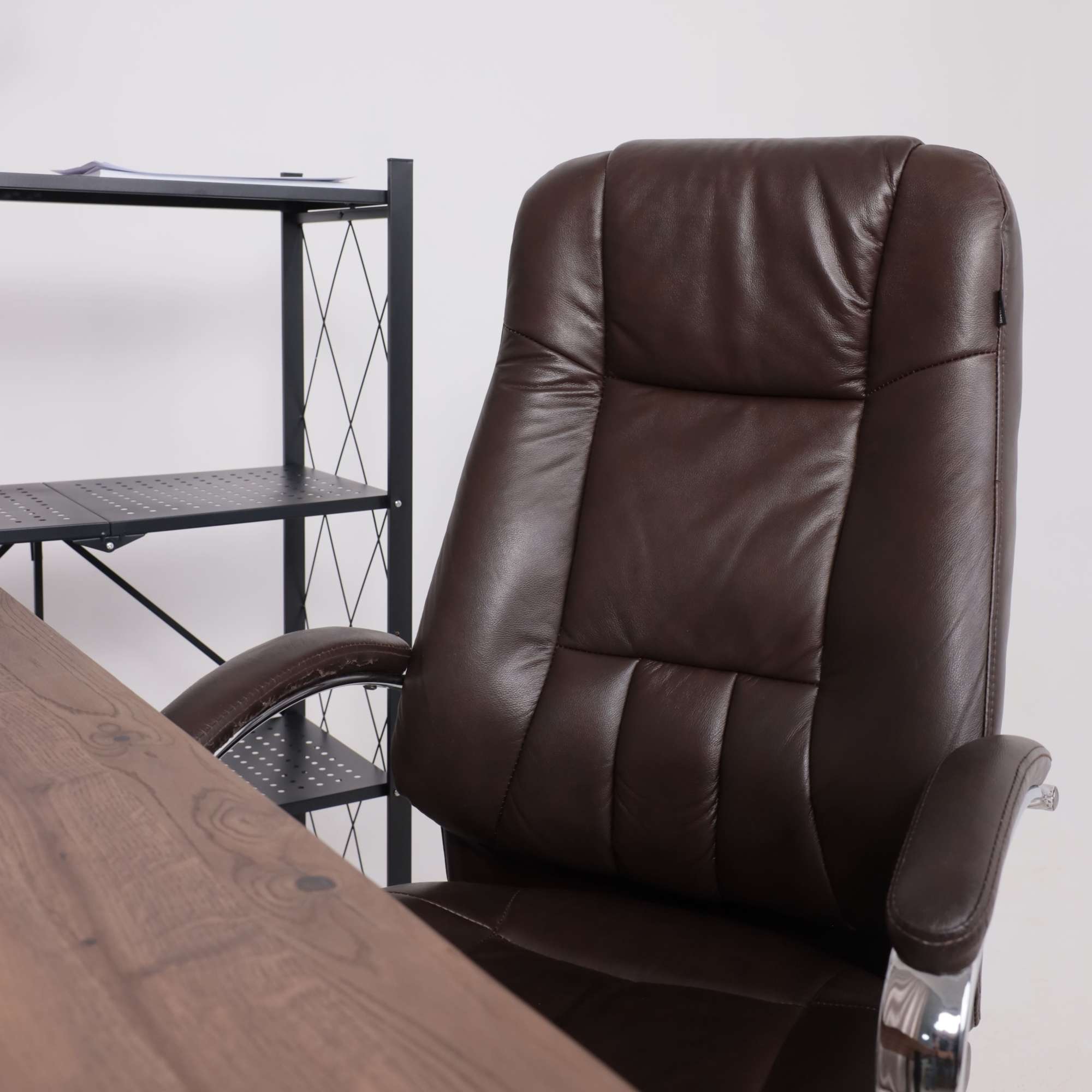 Кресло поворотное King, темно-коричневый, натуральная кожа