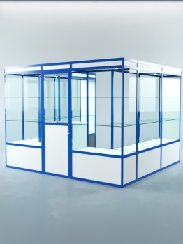 Павильон торговый из профиля пристенный №5а, Белый + Делфт голубой U525 ST9