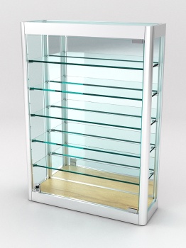 Витрина из профиля настенная "ВАЙБ ИКС" №2-5П-З-170 (задняя стенка Зеркало), Дуб Золотистый