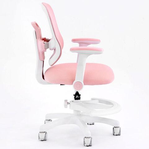 Кресло детское с подставкой для ног BRABIX KIDS "MG-215", сетка/ткань TW, розовое, 533311