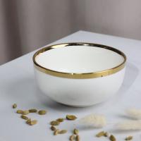 Тарелка глубокая MOONSHINE, керамика, белый+золото, 15,5*7,5см